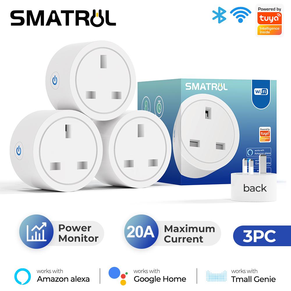 20a Tuya Smart Wi-Fi Plug UK Беспроводная розетка управления с функцией таймера мониторинга энергии работает с Alexa Google Home