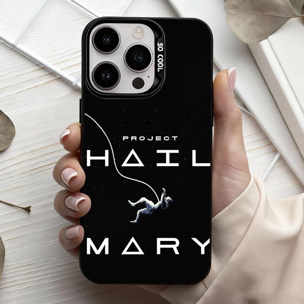 Модный Чехол для Телефона с Изображением из Фильма 'Hail M-Mary' для iPhone 17, 16, 15, 14, 13, 12, 11 Plus, Pro Max Черный Посеребренный Чехол 'Candy'