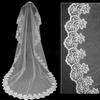 Bridal Wedding Veil Lace Flower Embroidery Single Layer Large Long White Romantic Soft Mesh Photo Prop Cosplay Engagement Veil Party Headpiece