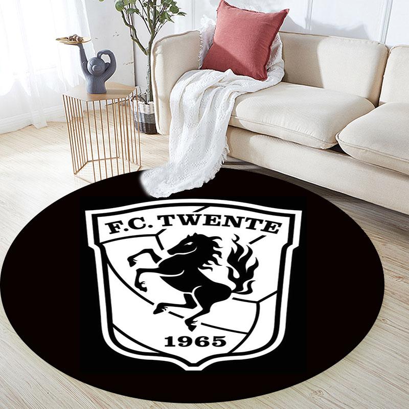 FC Twente Art pattern round rug,Carpet Rug for Living Room Bedroom Playroom ,Non-slip Floor Mat,Holiday Gifts and Birthday Gifts.