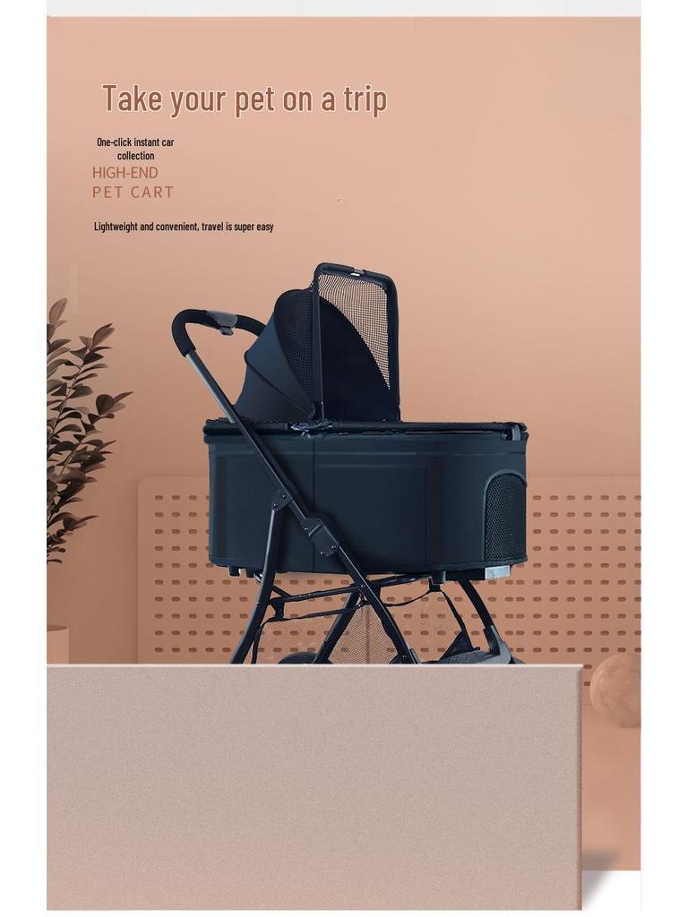 Lightweight Folding Pet Stroller for Small Dogs and Cats