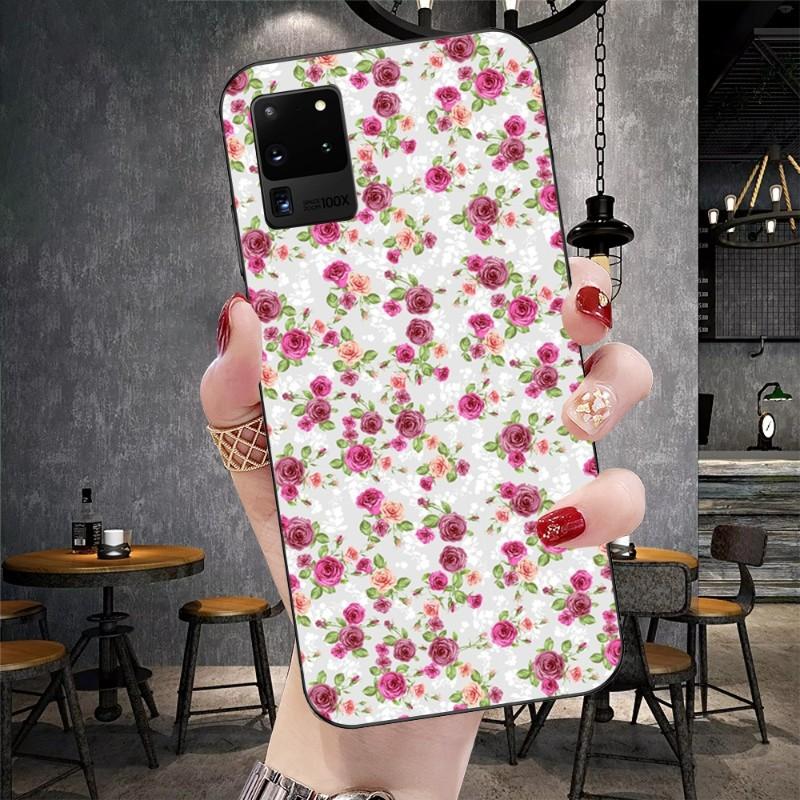 Винтажный чехол для телефона с цветочным принтом для Samsung Galaxy S6 S7 S8 S9 S10 S21 S22 Plus, ультрамягкий черный чехол для телефона
