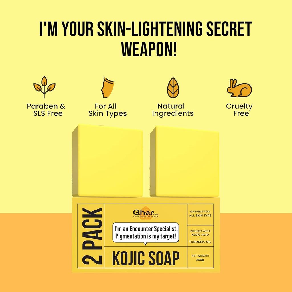 GHAR SOAPS Мыло с койевой кислотой 2% и ниацинамидом против пигментации, темных пятен, осветляющее 100 г Упаковка 2 шт.