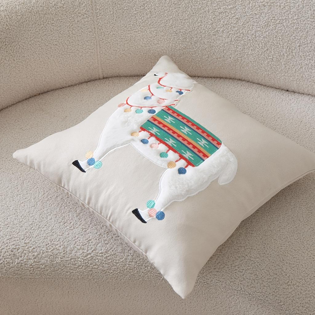 Double Sided Cute Llama Throw Pillow Cover Boho Alpaca Print Decorative Cushion Case For Sofa Couch Living Room Home Decor