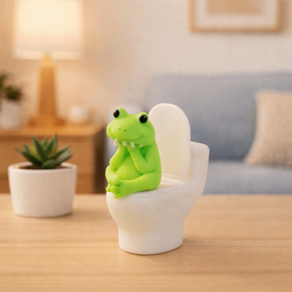 Cartoon Pig Desktop Ornaments PVC Toilet Frog Ornaments Wall Decor Toilet Pig Decoration Gag Gift
