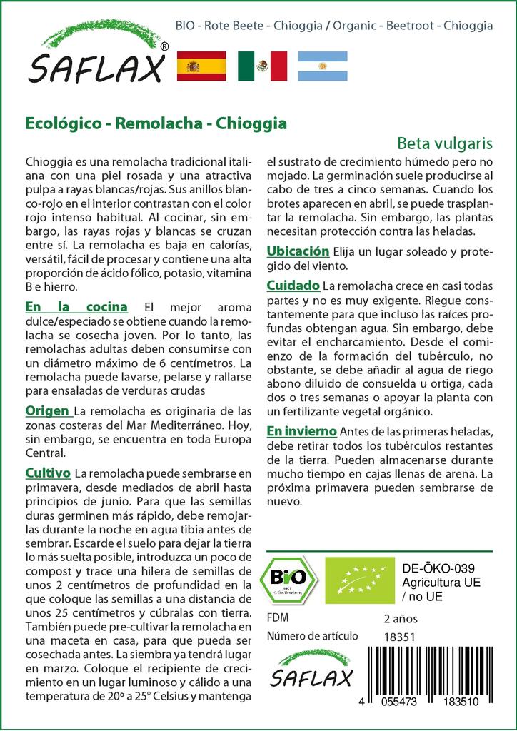 SAFLAX Сад в пакете - Органический - Свекла - Кьоджа - 70 семян - С субстратом в подходящем стоячем пакете - Beta vulgaris