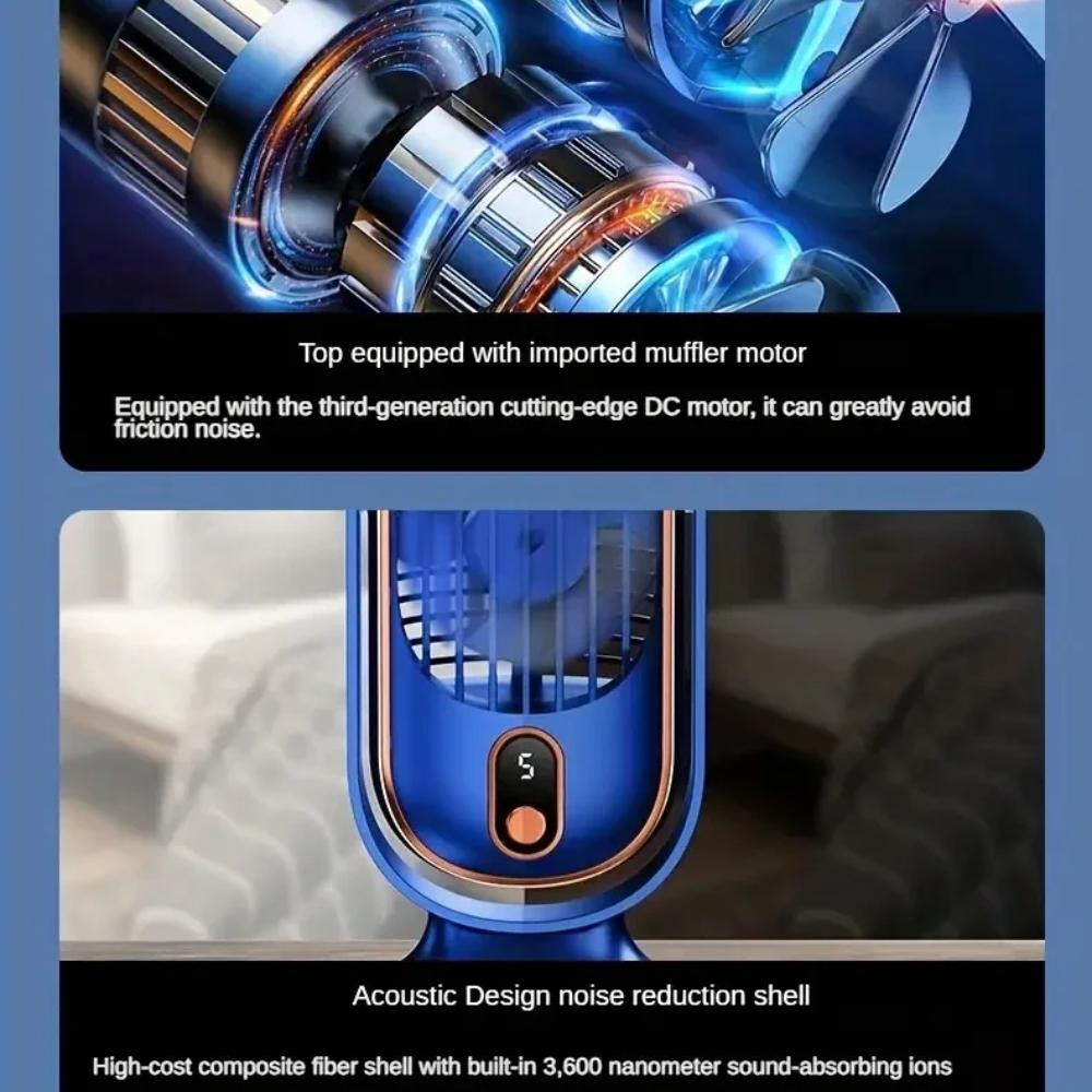 Большой аккумулятор Двойной двигатель Бытовой Маленький Воздушный Охладитель, 5-скоростной Вентилятор Воздушного Охлаждения 360° Объемный Воздуходув, Портативный USB Вентилятор