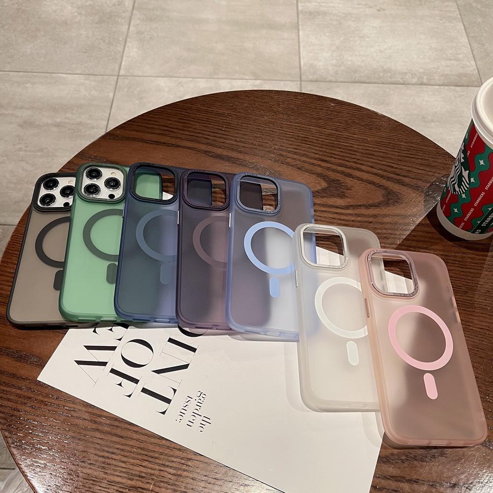 Чехол для телефона с поддержкой зарядки Magsafe для Iphone 14 12 11 13 Pro Max 14 Plus, металлический гибридный жесткий и мягкий полупрозрачный чехол с металлической камерой