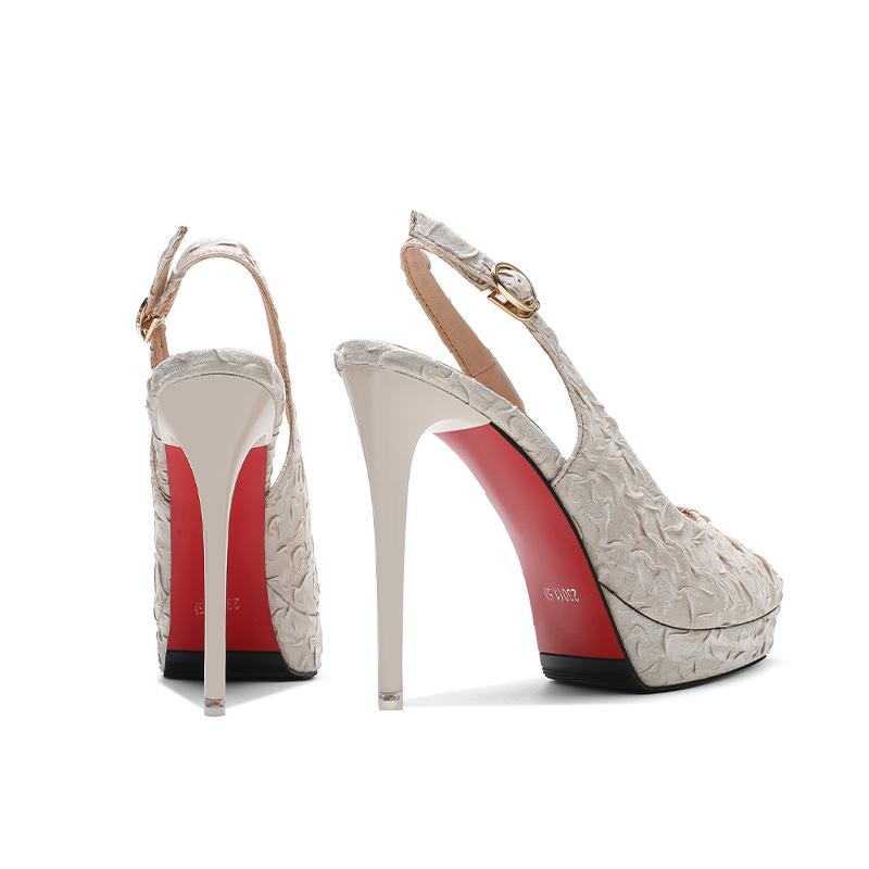 Модные Новые Роскошные Женские Туфли на Высоком Каблуке 12 см Ультравысокий Каблук С Открытым Подъемом Заостренный Носок Модные Повседневные Сандалии Высококачественная Женская Обувь