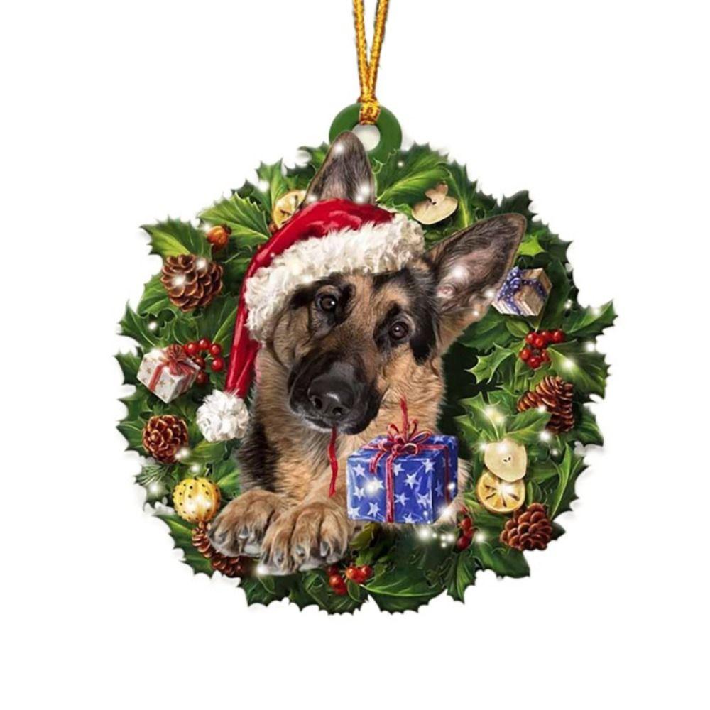 2D Christmas Dog Acrylic Pendant Hanging Acrylic Christmas Tree Pendant 8cm Decorative Christmas Dogs Ornament Window