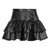 Мини-юбка из искусственной кожи в стиле гот-панк, женская мини-юбка с высокой талией на шнуровке, черная плиссированная юбка, уличная юбка в стиле Лолиты для девочек