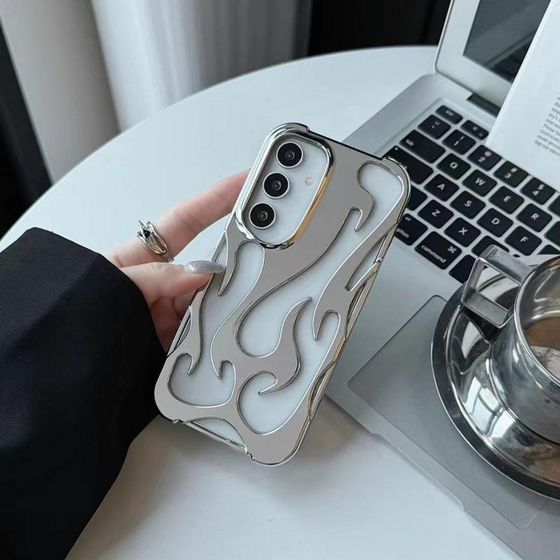 Модный мягкий чехол из ТПУ с узором в виде полого пламени для Samsung S25 Plud S24 Ultra S23 S22 A16 A06 A55 A15 A14 A54, матовый глянцевый ударопрочный тонкий чехол для телефона