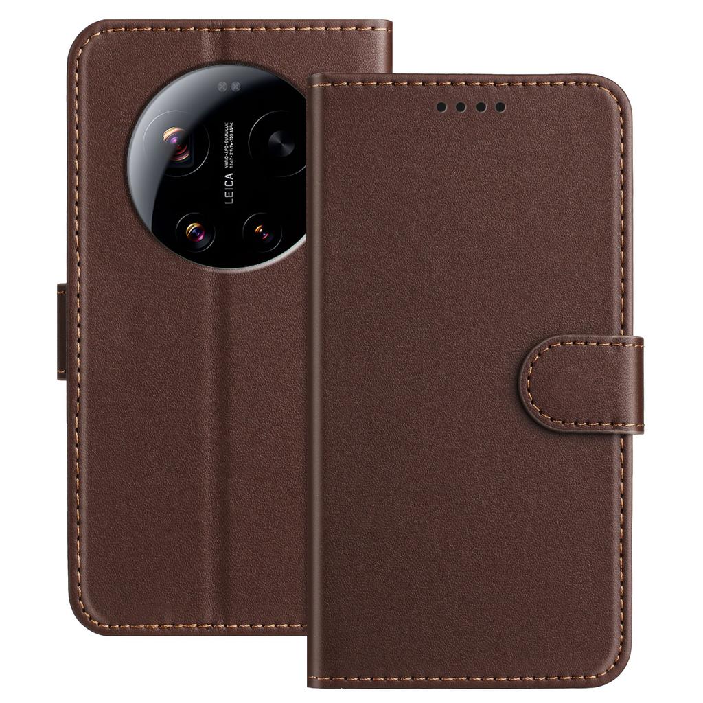 For Xiaomi 17 Ultra 5G Leather Case Wallet Stand Solid Color Anti Drop Phone Cover
