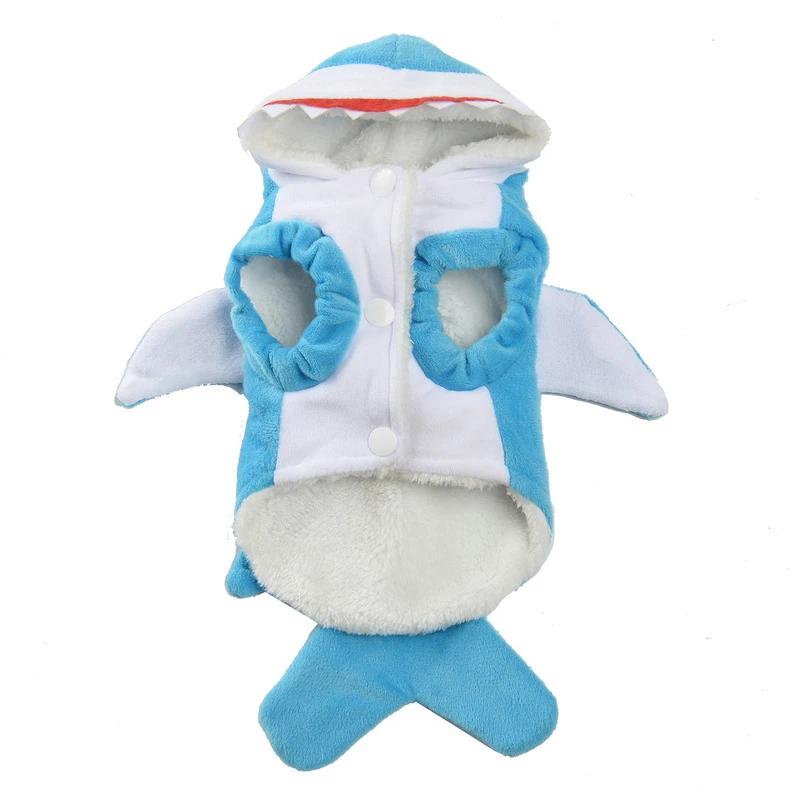 Halloween Dog Costumes Winter Dog Clothes Funny Shark Costume Warm Fleece Puppy Pet Coat Jacket Clothing For Small Dogs Cats