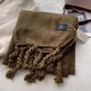 Simple Classic Solid Scarf Women Large Tassel Winter Imitation Cashmere Thick Warm Student Shawl Female Chic Muffler Fall Ladies