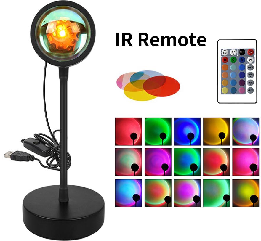 USB светодиодный проектор ночник RGB закат атмосфера ночник с пультом дистанционного управления для спальни трансляция фотография фон декор