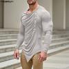 INCERUN Spring Men Long Sleeve Irregular Twisted Casual Fitted T-Shirts Tops Undershirts