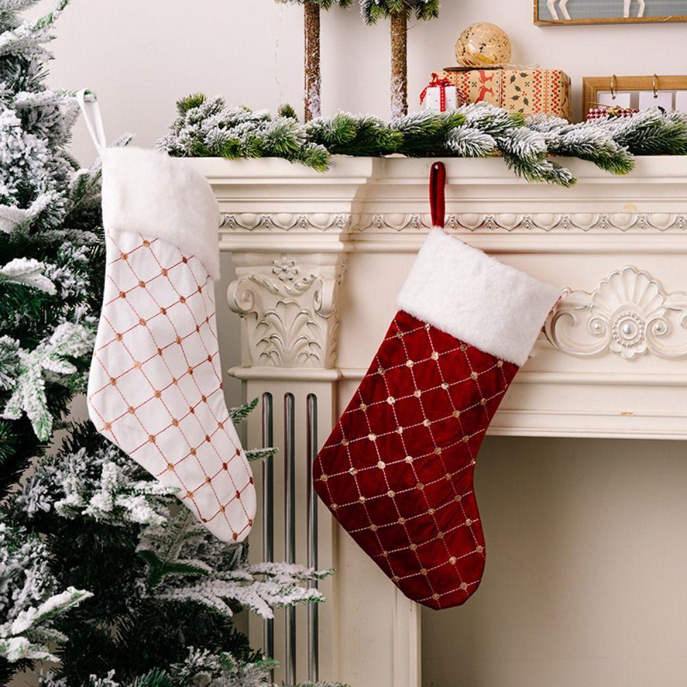 Hanging Christmas Gift Socks Pendant Xmas Gift Bag Candy Bag Christmas Stocking  Christmas Decor