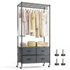 REIBII Clothes Heavy 225kg Load Width With Clothes With Large Clothing With 2 Easy Width 90cm X Depth 40cm X Height Black Rack, Duty, Capacity, Slim,