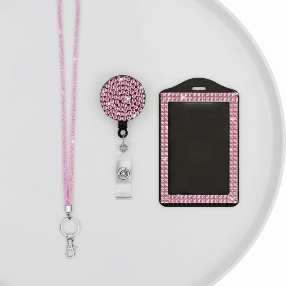 Retractable Lanyard Shiny Finish Badge Reel Bling Retractable Badge Holder for Teachers