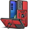 Case for Samsung Galaxy A13 5G Rigid Shockproof with Ring Stand and Sliding Lens Protection - Red