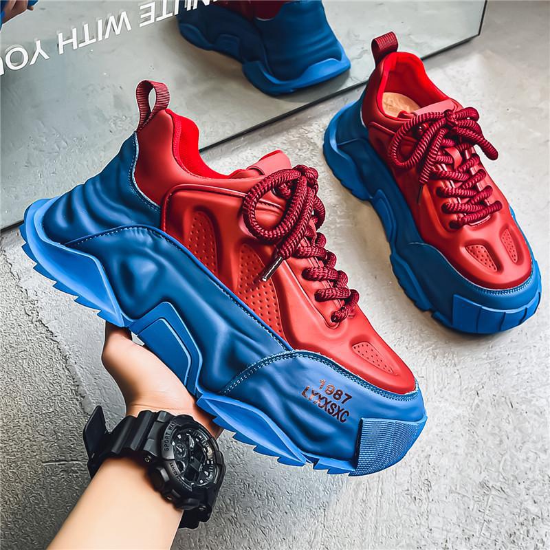 Men's Thick Sole Running Shoes - Breathable, Height-Boosting, Large Size for Autumn/Winter