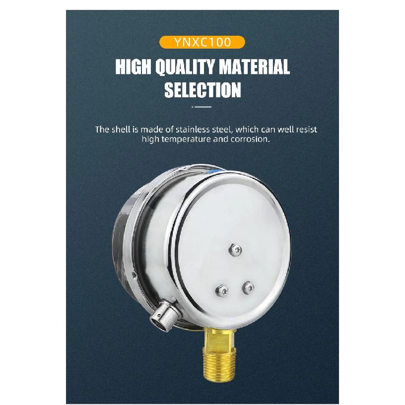 Pressure Gauge Electric Contact Pressure Gauge 220V 380V M20*1.5 Installed At The Bottom For Air Gas Water Fuel Liquid