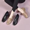 Лоферы женские 2024 весна овчина квадратный носок неглубокий носок закрывающий стопу одиночные туфли низкий каблук маленькие кожаные туфли рабочая обувь сущность