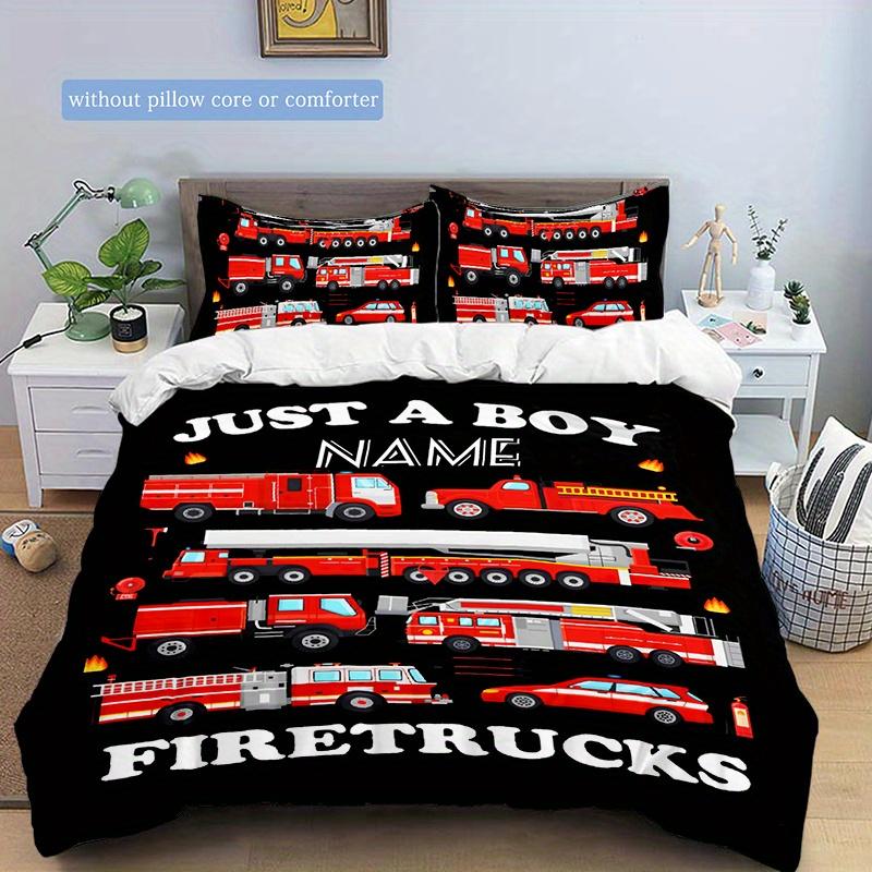 Firefightingpattern Customize Your Name Duvet Cover Soft Bedding Set For Bedroom Guest Room And Dorm Decoration Threepiece Set Includes 1 Duvet Cover