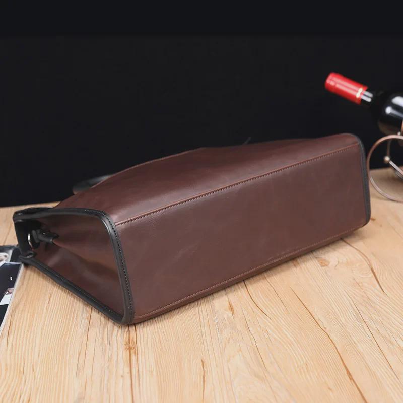 Винтажный мужской портфель и сумка через плечо из кожи Crazy Horse