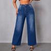 High-Waisted Wide-Leg Denim Pants Women Vintage American Workwear Style With Multiple Pockets Stretch Cotton Blend