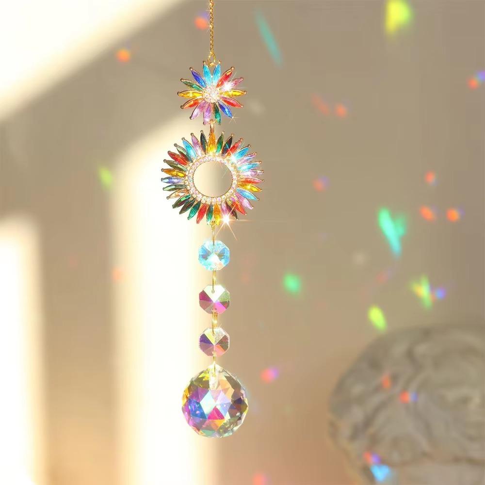 DIY Gardening Sun Catcher Shiny Crystal Wind Chime Colorful Hanging Catcher Ornaments Window