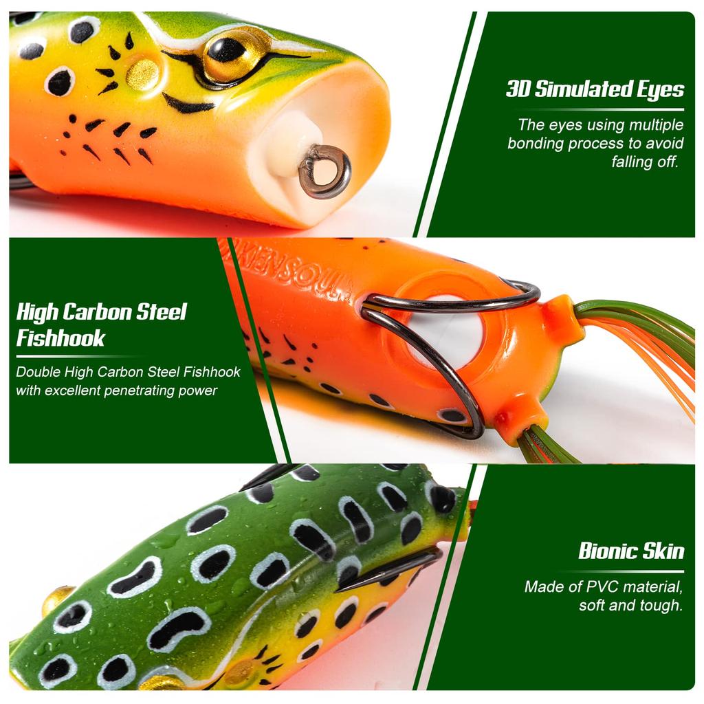 Goture Приманка Лягушка Поппер Тип 10 Штук Набор Приманок Мягкая Приманка Лягушка Приманка Лягушка Змееголов Приманка для Рыбалки Искусственная Приманка Ловля Басса Морская Пресноводная