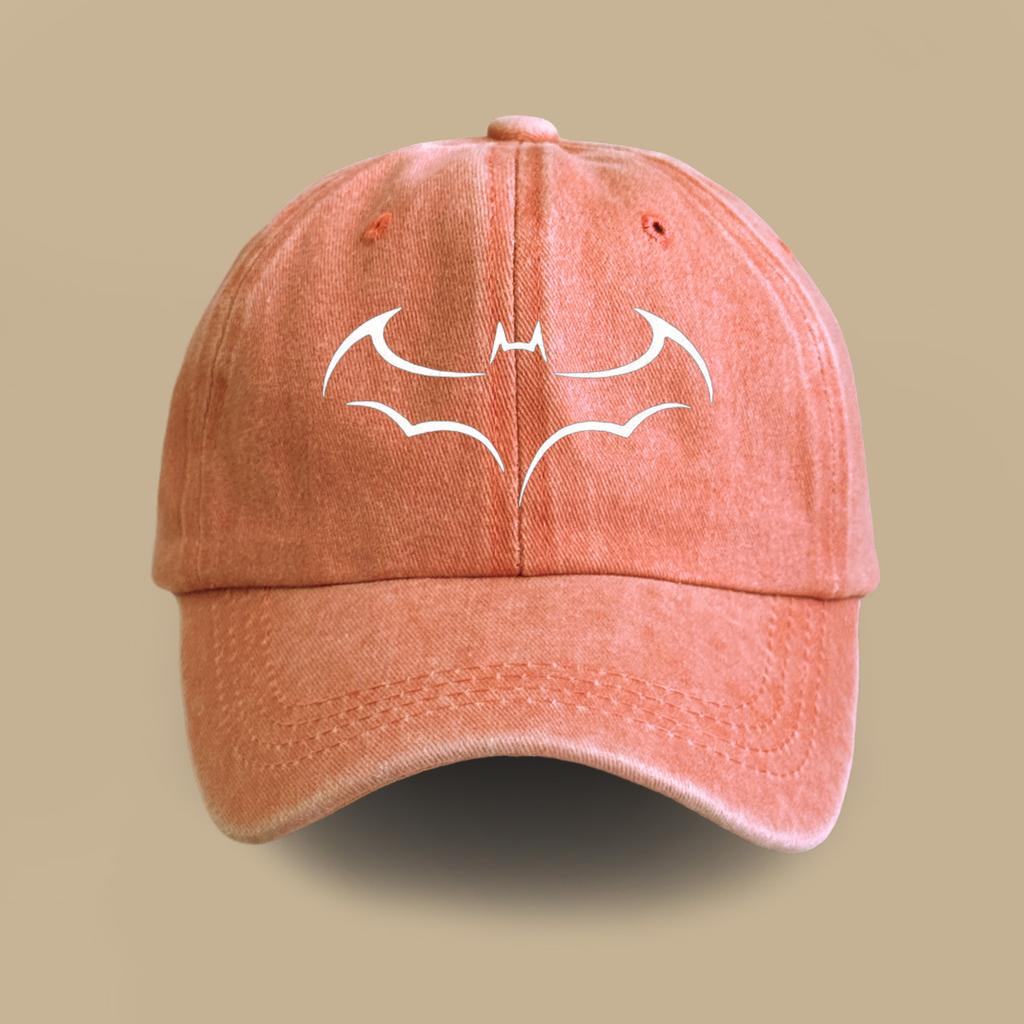 Retro washed soft top hat trendy bat pattern casual cap spring and summer outdoor versatile travel baseball cap
