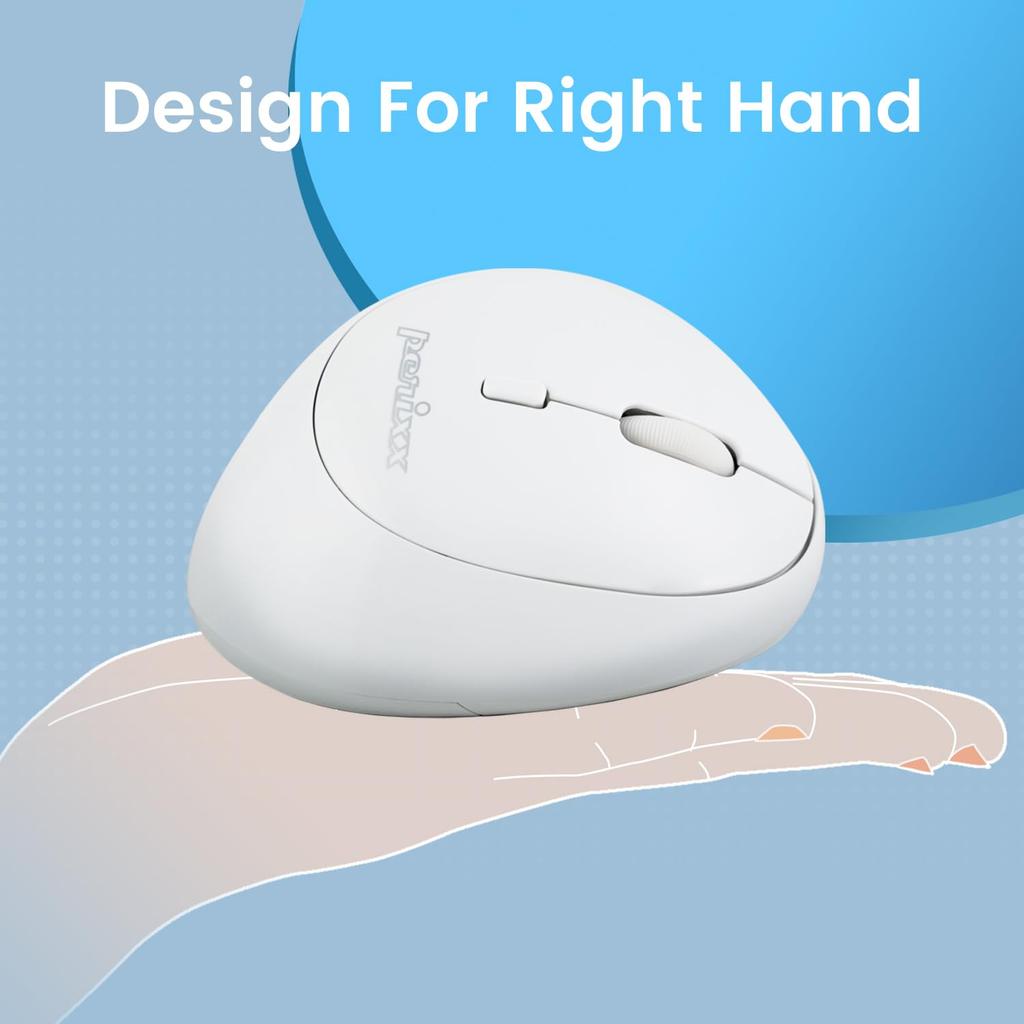 Perixx Ergonomic Mouse Wireless Compact Quiet Design Rubberized White Ergonomics PERIMICE-719W [Official Warranty]