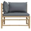 vidaXL Garten-Ecksofa mit Dunkelgrauen Kissen Bambus