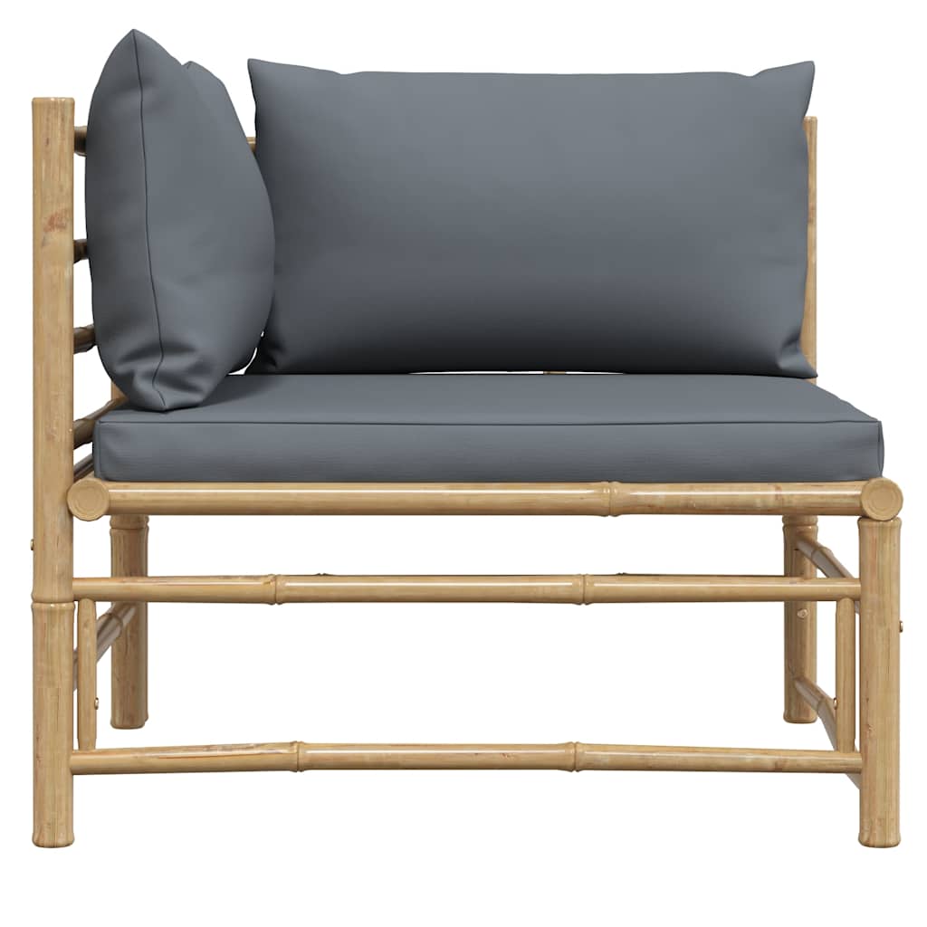 vidaXL Garten-Ecksofa mit Dunkelgrauen Kissen Bambus
