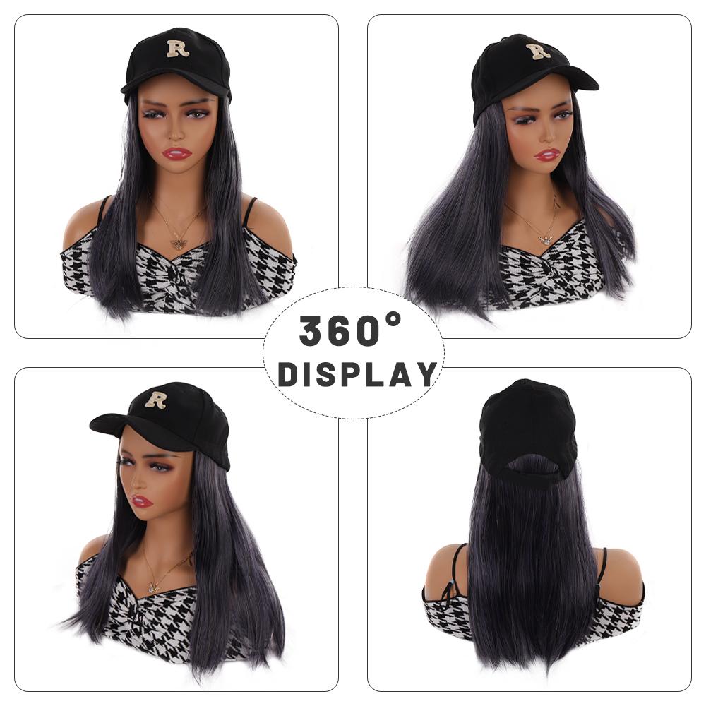 Длинный парик с буквой R, цельная бейсболка, женская регулируемая шапка, парик, устойчивый к высоким температурам