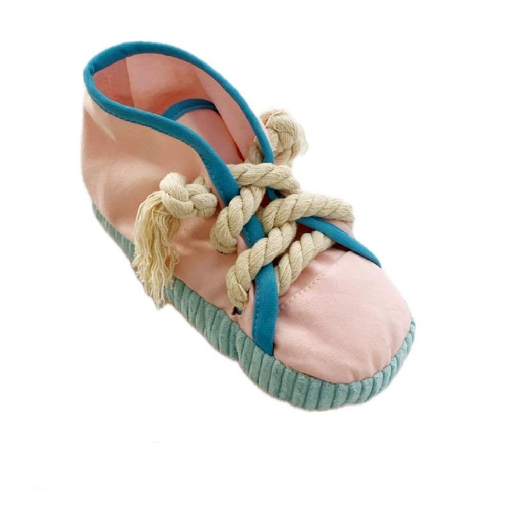Shoe Shaped Dog Chewing Toy Clean Teeth Interactive Squeaky Dog Toy Soft Bite Resistant Pet Cotton Rope Slippers Self-Hi