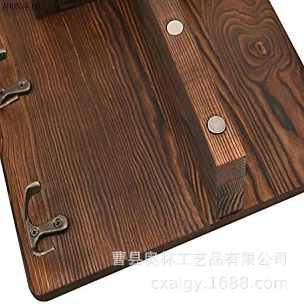 Креативная деревянная настенная полка, многофункциональный крючок для ключей, настенный стеллаж для хранения вещей в гостиной, подвесные полки для дома