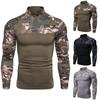 Mens Tactical Combat Tshirts Men Military Camouflage Zippers Tops Army Clothes Camo Long Sleeve T-Shirt