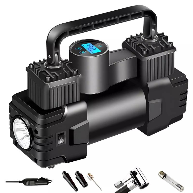 12 В 150 фунтов на квадратный дюйм электрический насос для накачивания шин с манометром автоматический надувной насос двухцилиндровый сверхмощный насос для накачивания шин со светодиодной подсветкой