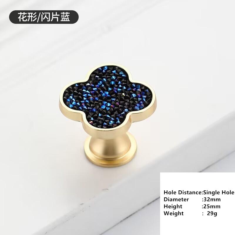 Handles Drawer Cabinet Furniture Kitchen Handles for Cabinet Knob Door Drawer Furniture Kitchen Knob Four-Leaf Clover Diamond