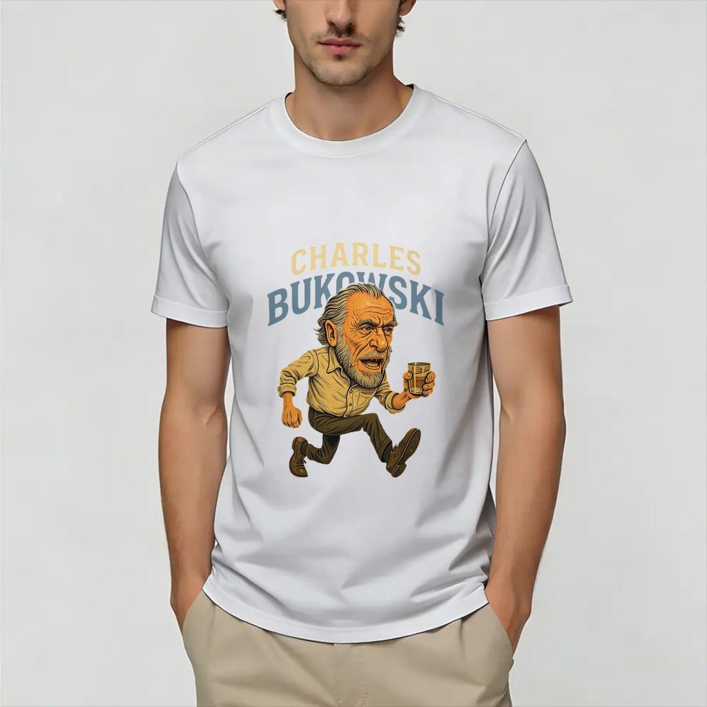 Retro Charles Bukowski Tshirt Beach 100 Cotton T Shirts For Unisex Harajuku Casual Tee Shirt Short Sleeve Y2k Funny Tees
