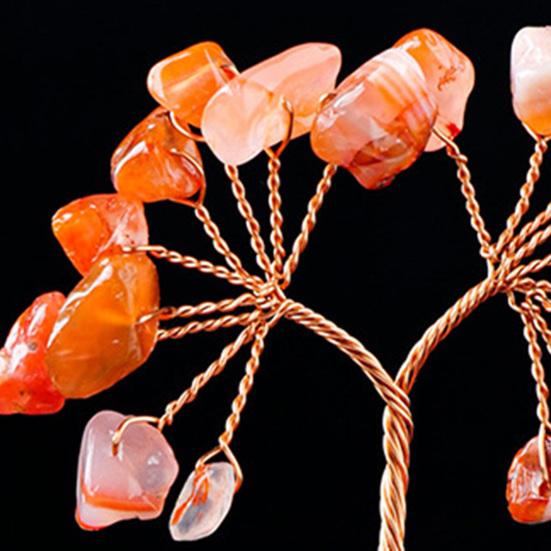 Красочный орнамент дерева из натурального камня с базовой положительной целебной энергией Медная проволока Камень жизни Денежное дерево Настольное украшение по фэн-шуй Медитация