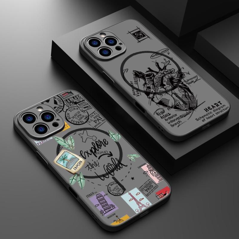 Чехол-метка с достопримечательностью «Самолет» для iPhone 16 Pro Max Coque iPhone 16e 15 14 13 Pro Max 17 Air Магнитный Для Magsafe Беспроводная зарядка