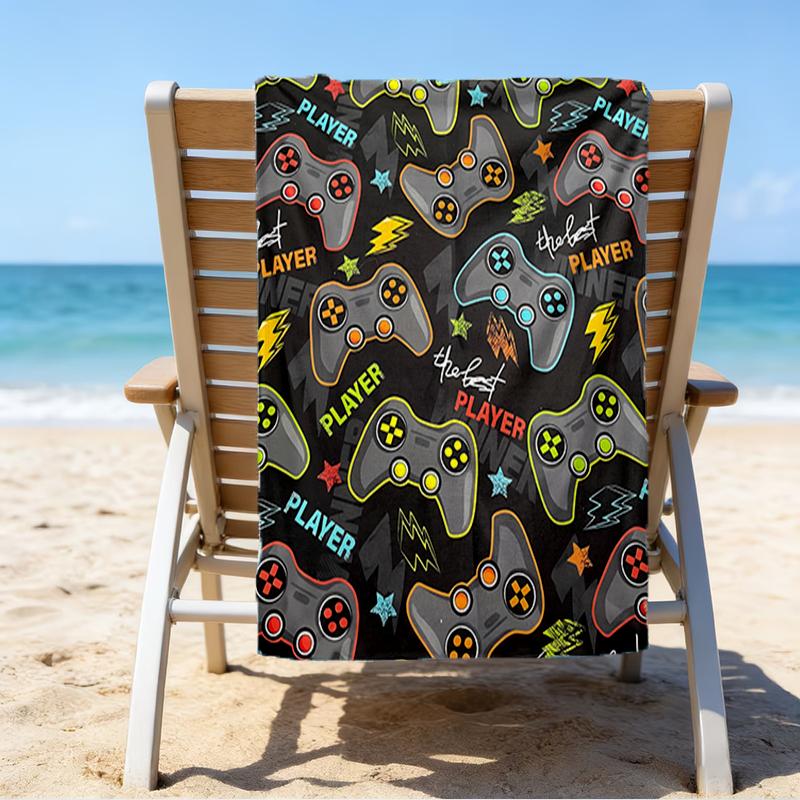 Ultra-Soft Beach Towel with Game Controller Theme,Ideal for Pool - Camping, Diving - Perfect Travel Essential, Vibrant Beach Towel.
