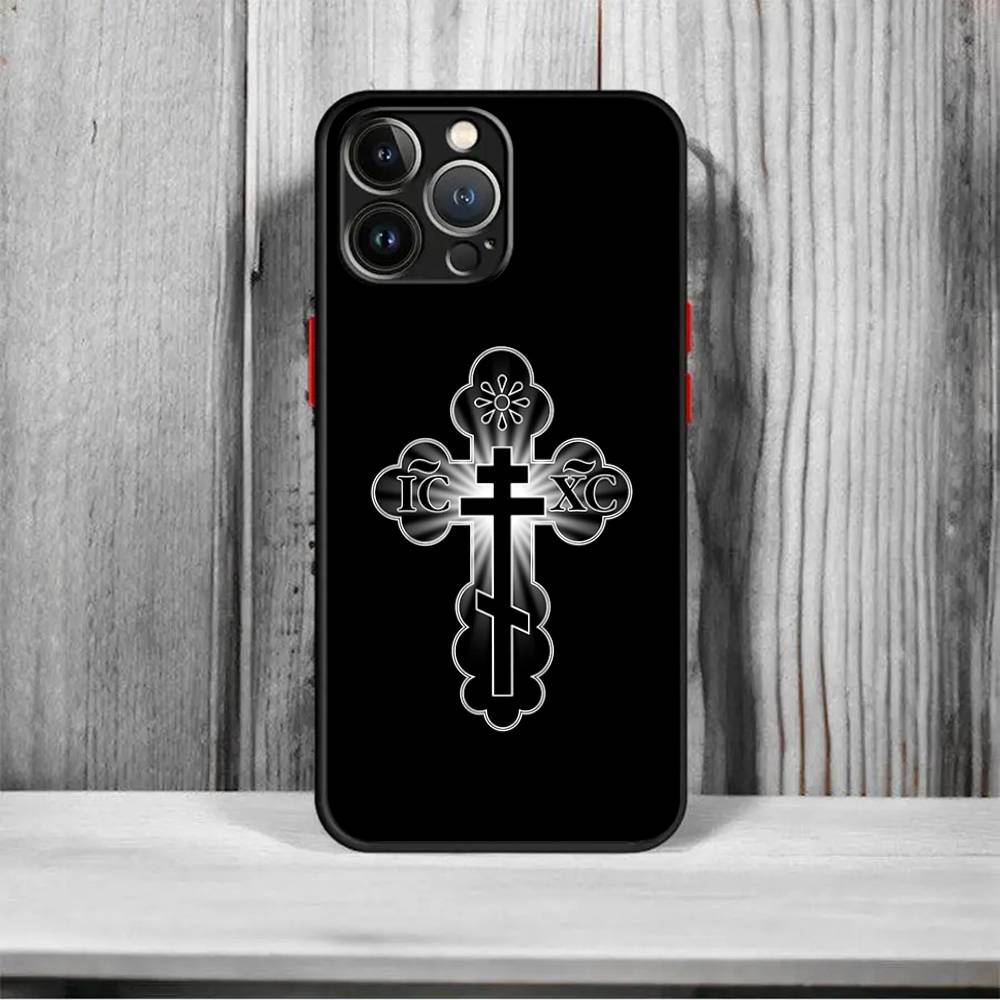 Православный Крест Икона Ударопрочный Для iPhone X XS 11 12 13 14 15 16 pro Mini MAX прозрачный Матовый Чехол для Телефона