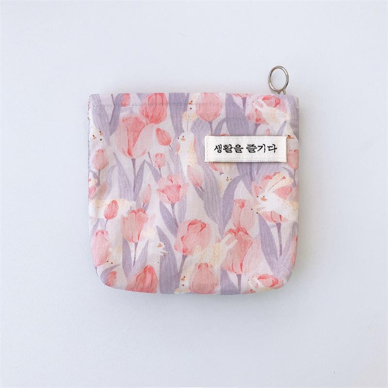 Mini Cotton Floral Organizer Bags for Women Bag Small Fabric Cosmetic Make Up Bag Little Purse Coin Pouch Children Cosmetic Case