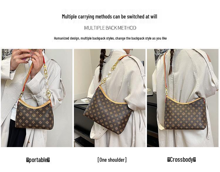 Осень 2025 Высококлассная европейская и американская модная сумка-тоут: Большая вместительность, Повседневная сумка под мышку для поездок на работу, На одно плечо и через плечо.